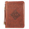 Names of God Brown Faux Leather Classic Bible Cover - Exodus 34:6, Medium