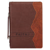 Faith Burnt Chestnut Brown Faux Leather Classic Bible Cover - Matthew 17:20, Large