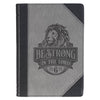 Be Strong in the Lord Faux Leather Journal, Lion Black/Gray