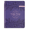 Noble Things Purple Faux Leather Classic Journal with Pen Holder - Proverbs 31:29