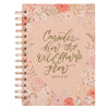 Consider the Wildflowers Peach Floral Spiral Journal - Luke 12:27