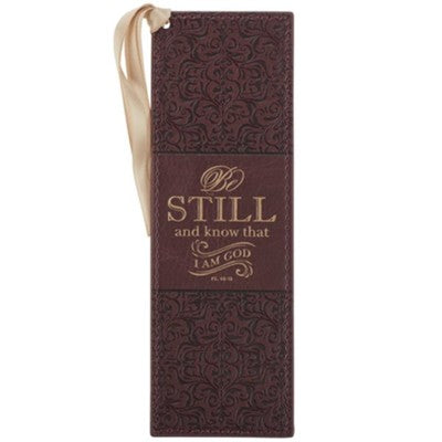 Be Still and Know Brown Faux Leather Bookmark - Psalm 46:10 BMF114