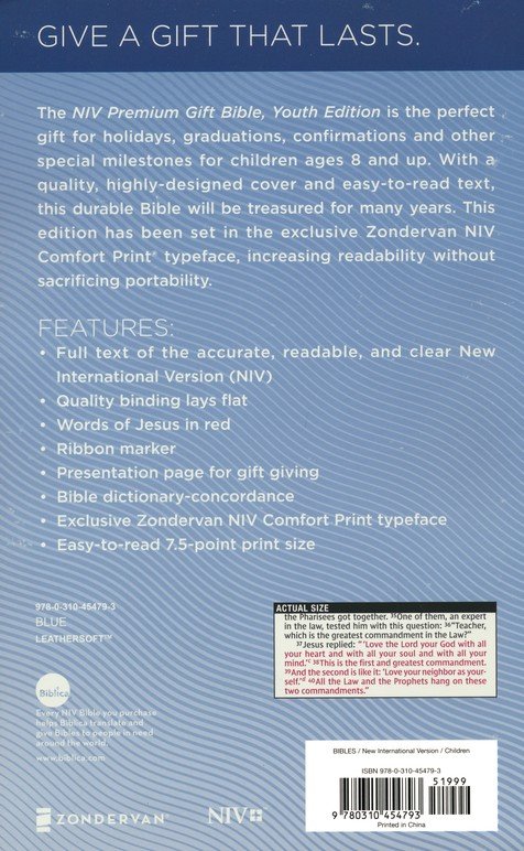 NIV Premium Gift Bible Youth Edition, Blue