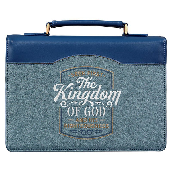 Seek First The Kingdom of God Bible Cover, Blue, Large