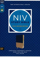 NIV Study Bible Fully Revised Edition, Leathersoft Navy/Tan, indexed