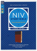 NIV Large Print Study Bible, Leathersoft Brown