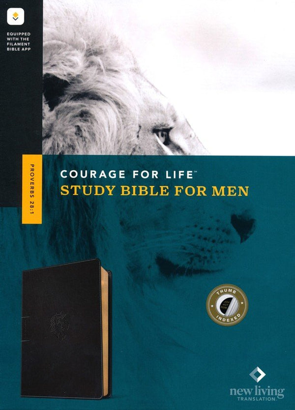 NLT Courage For Life Study Bible for Men, Black, Thumb Indexed