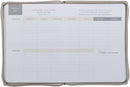2027 Amazing Grace Large Zippered Taupe Faux Leather 18-Month Planner for Women
