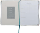 2027 Be Still and Know Large Zippered White Floral Faux Leather 18-Month Planner for Women - Psalm 46:10