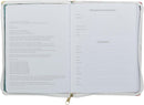 2027 Be Still and Know Large Zippered White Floral Faux Leather 18-Month Planner for Women - Psalm 46:10