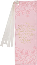 Under His Wings Pink Faux Leather Bookmark