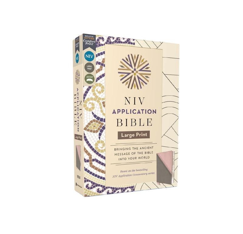 NIV Large Print Application Bible, Pink/Gray Leathersoft