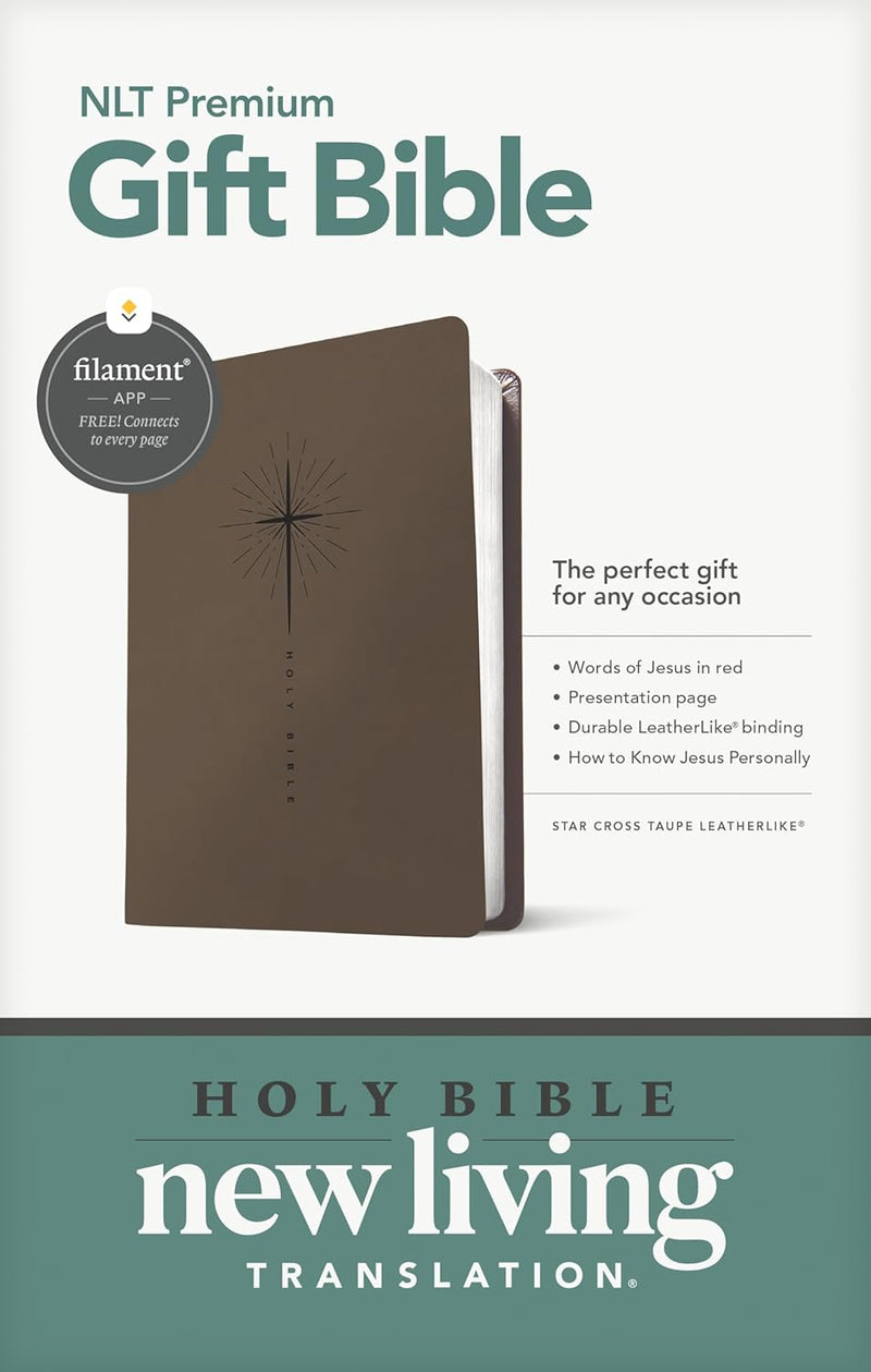 Premium Gift Bible NLT, Filament Enabled, Star Cross Taupe