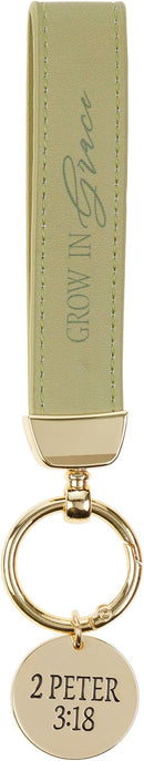Grow in Grace Green Faux Leather Wristlet Keychain – 2 Peter 3:18