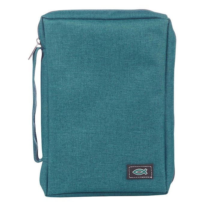 Fish Applique, Canvas Bible Cover, Blue, Large BBL617