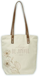 Bible Tote Always Be Joyful Taupe Floral Canvas - 1 Thess 5:16