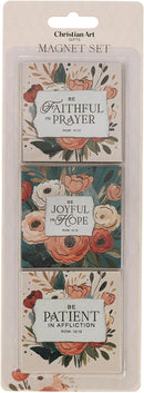Joyful Patient Faithful Floral Magnet Set - Romans 12:12