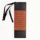 Strong & Courageous Black and Tan Faux Leather Bookmark - Joshua 1:9 BMF040