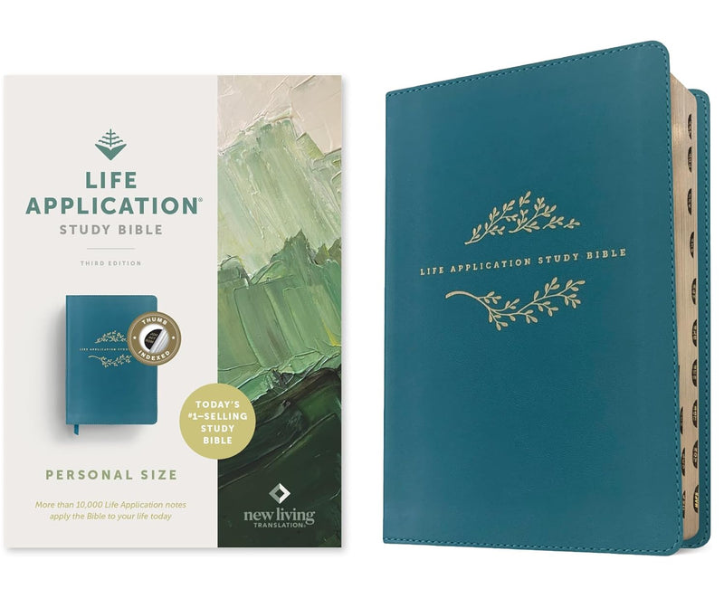 NLT Life Application Study Bible, Personal Size, Thumb Indexed, Teal