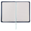 Be Still Floral Embroidered Blue Faux Leather Journal w/ Zippered Closure - Psalm 46:10