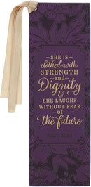 Strength and Dignity Purple Rose Faux Leather Bookmark