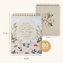Under His Wings Green Floral Spiral Notepad - Psalm 91:4
