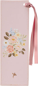 Strength and Dignity Dahlia Pink Faux Leather Bookmark