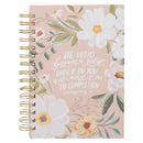 Good Work Peach Floral Wirebound Journal - Phil 1:6