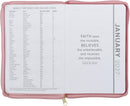 2027 Walk by Faith Pink Faux Leather Executive Planner with Zipper Closure - 2 Corinthians 5:7