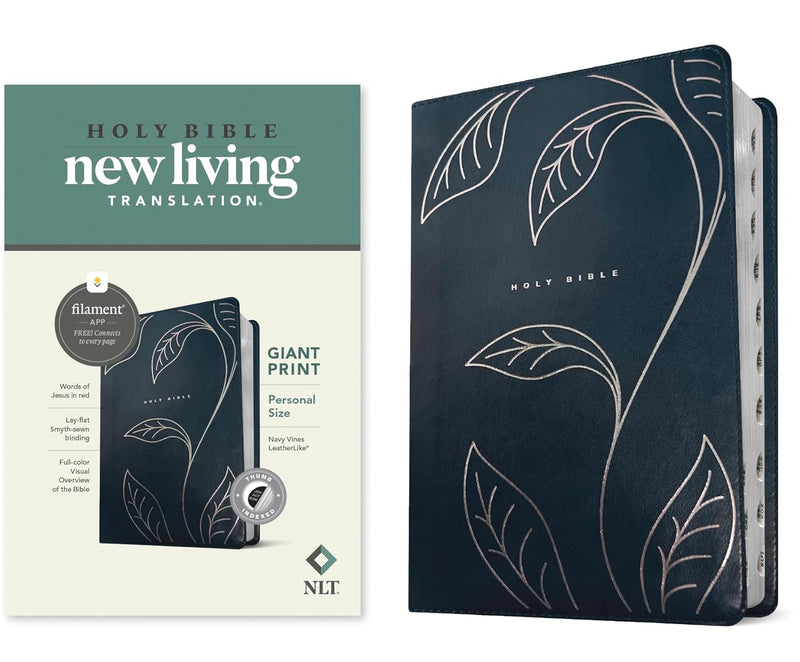 NLT Giant Print Bible, Thumb Indexed, Navy