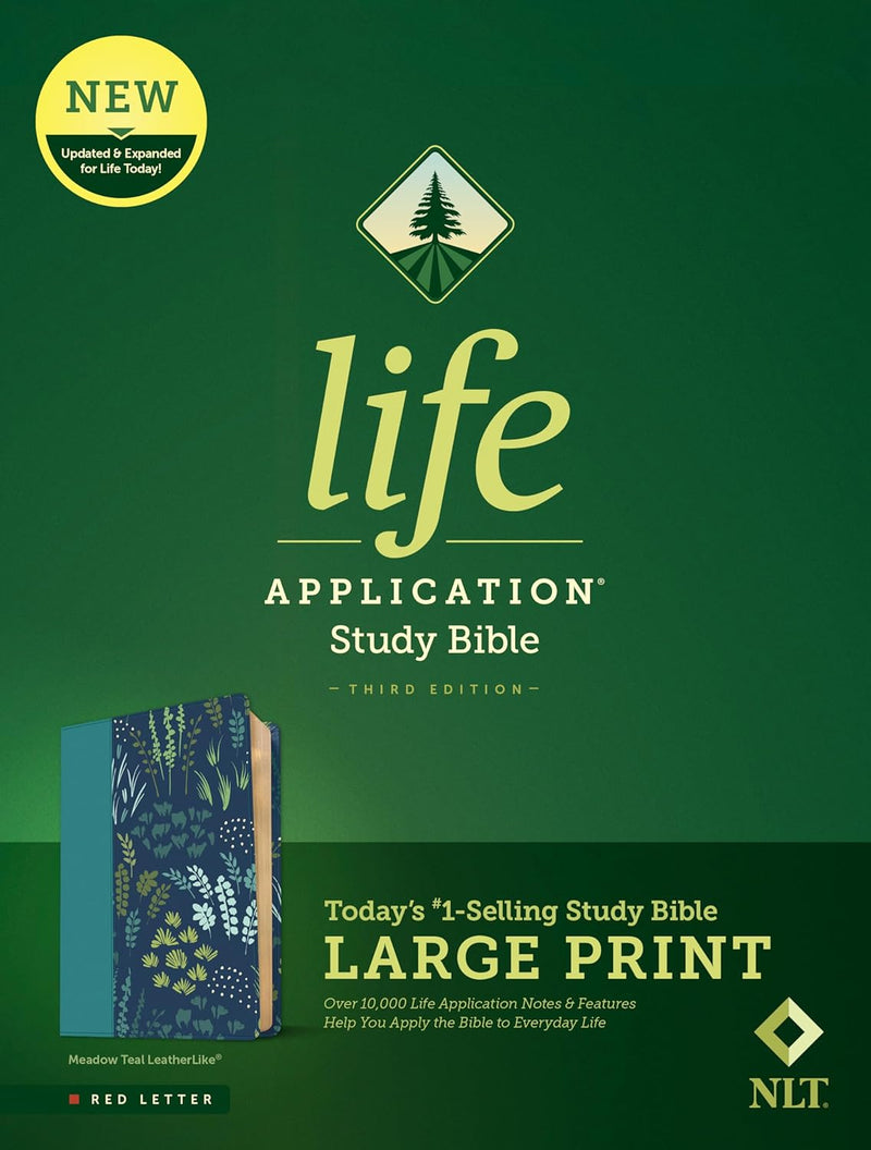 NLT Life Application Study Bible Large Print, Blue Floral