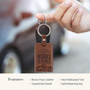 God Works for the Good Brown Faux Leather Keychain - Romans 8:28