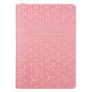 Be Still and Know Geometric Pink Faux Leather Journal with Zipper Closure - Psalm 46:10