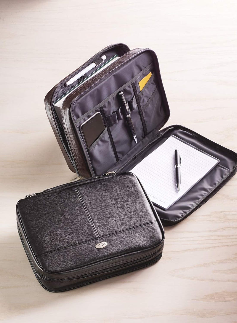 Two-fold Black Faux Leather Organizer Bible Cover, Large
