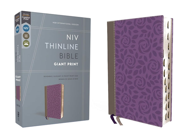 NIV Giant Print Compact Bible, Thumb Indexed, Gray/Purple