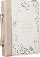 Everything Beautiful Taupe Faux Leather Bible Cover, Large