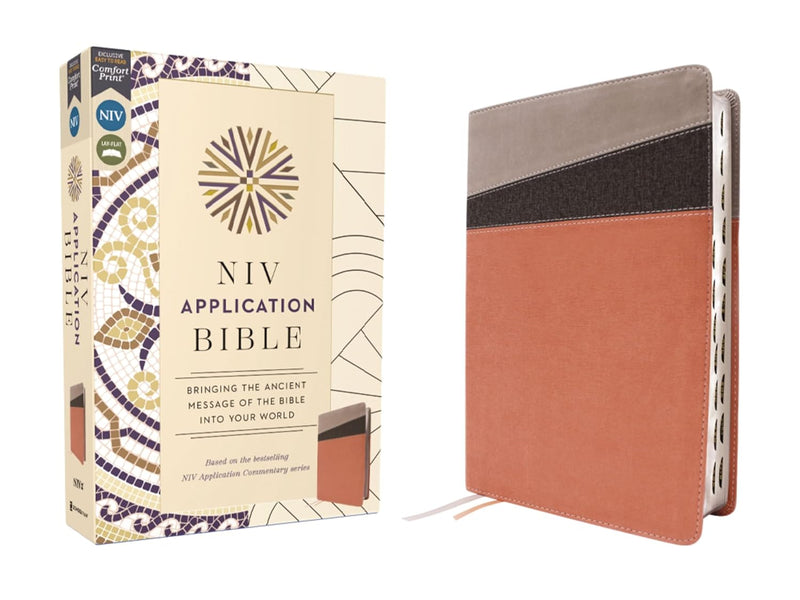 NIV Application Bible, Coral/Gray Leathersoft, Indexed