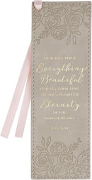 Everything Beautiful Taupe Faux Leather Bookmark - Ecclesiastes 3:11
