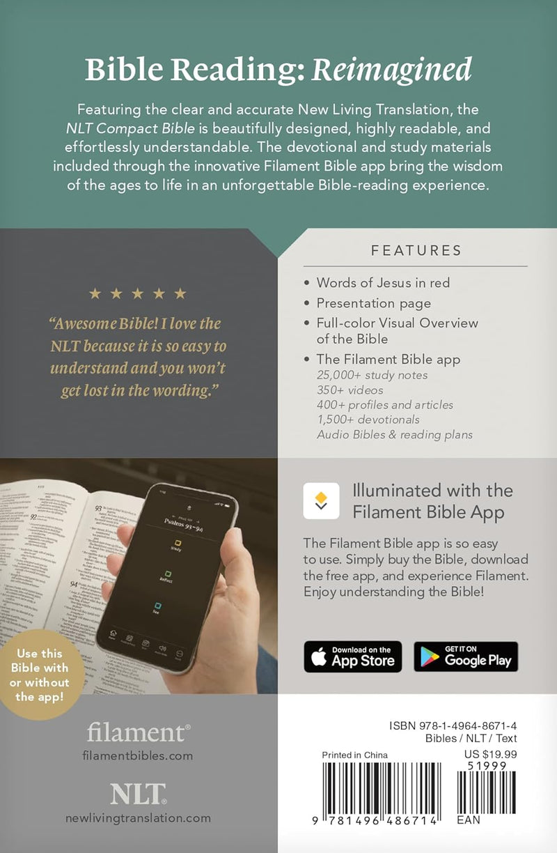 NLT Compact Bible, Filament Enabled, Regal Lion Black