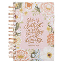 Strength and Dignity Pink Floral Wirebound Journal
