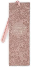 Everything Beautiful Blush Floral Faux Leather Bookmark - Ecclesiastes 3:11