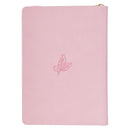 Under His Wings Pink Faux Leather Classic Journal with Zipper Closure