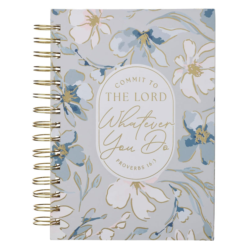 Commit to the Lord Pale Blue Floral Wirebound Journal