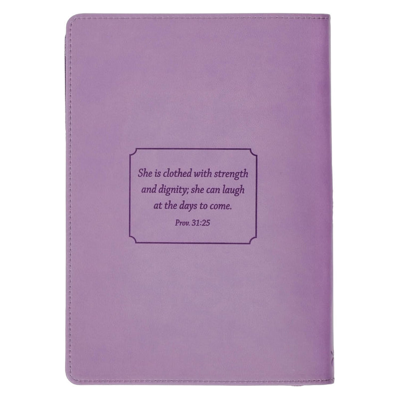 Strength & Dignity Journal, Purple Floral Faux Leather with Zipper Closure