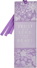 Trust in the Lord Heart Lilac Faux Leather Bookmark - Proverbs 3:5