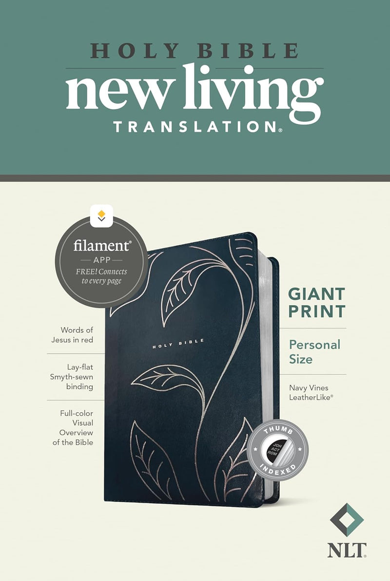 NLT Giant Print Bible, Thumb Indexed, Navy