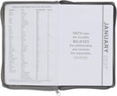 2027 Trust in the Lord Soft Gray Faux Leather Executive Planner with Zipper Closure - Proverbs 3:5