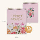 He Delivered Me Lilac Floral Spiral Notepad - Psalm 34:4