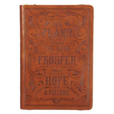 I Know the Plans Classic Journal, Saddle Tan with Zipper Closure