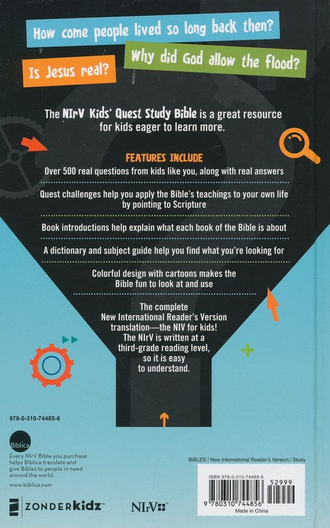 NIrV Kids' Quest Study Bible, Hardcover